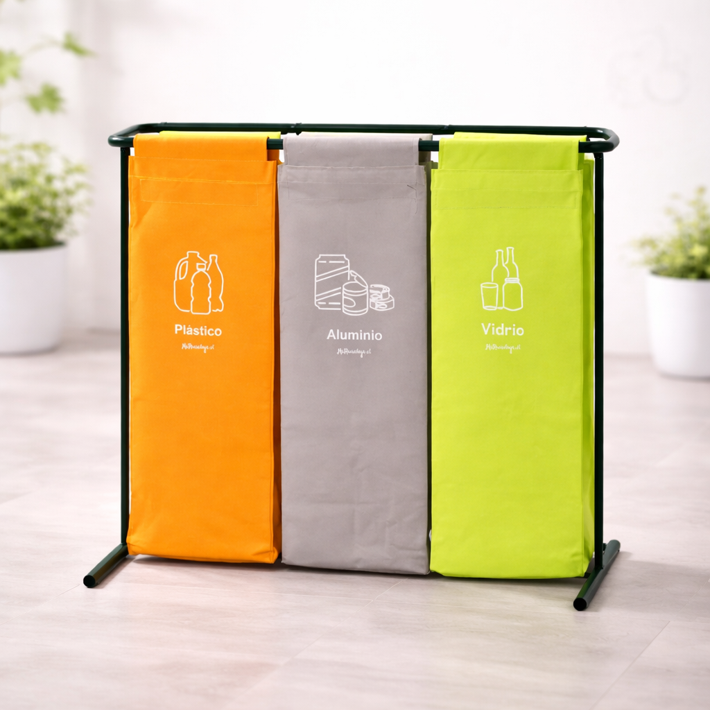 Contenedor de Reciclaje Triple Metálico
