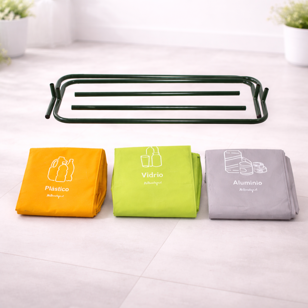 Contenedor de Reciclaje Triple Metálico
