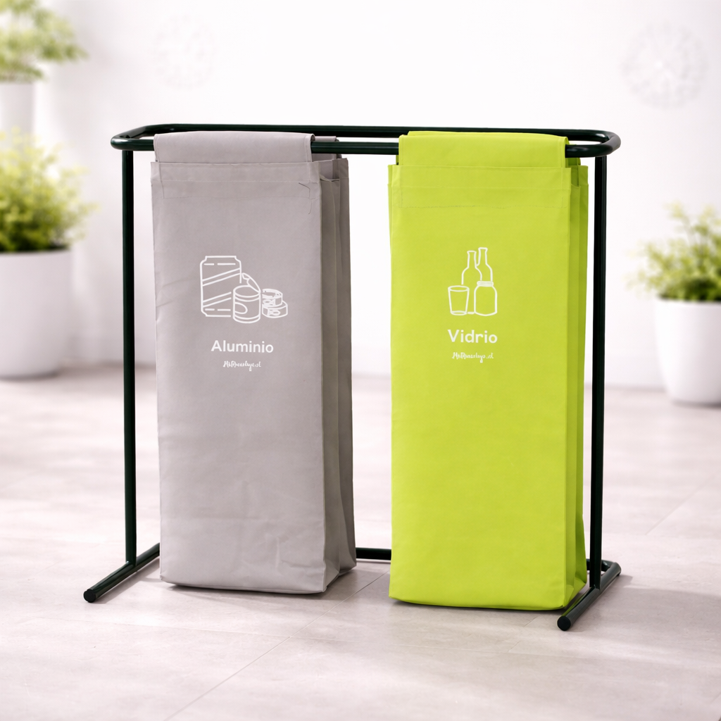 Contenedor de Reciclaje Triple Metálico